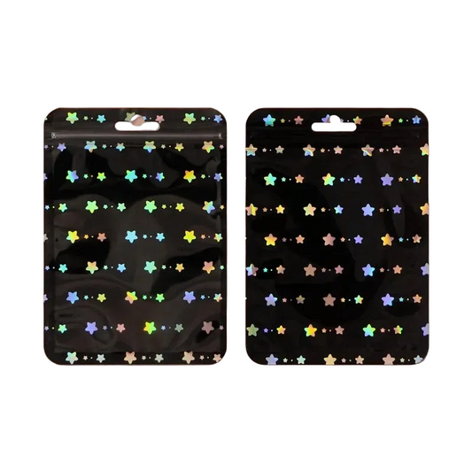 Σακουλάκια μαύρα με αστέρια 10.5 x 15cm 50τμχ- p113