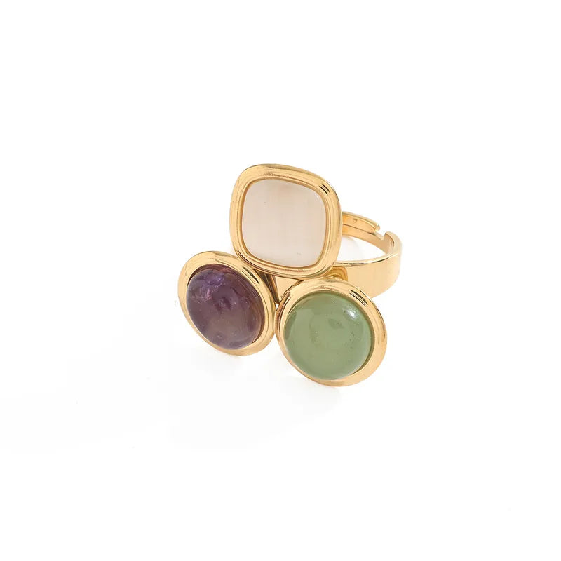 Δαχτυλίδι ατσάλινο με πολύχρωμες πέτρες -  R054