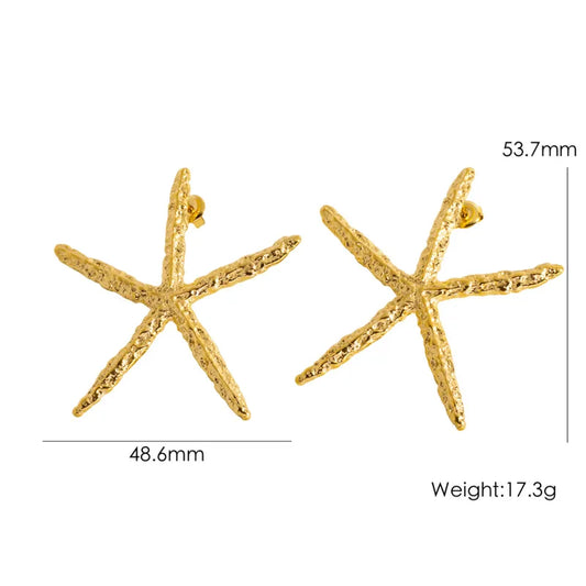 Σκουλαρίκια επιχρυσωμένο ατσάλι αστερίες - EA796