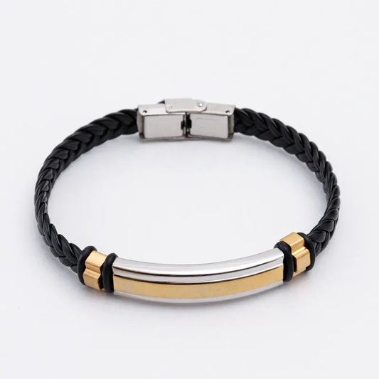 Βραχιόλι μαύρο με χρυσό ατσάλι-BR312