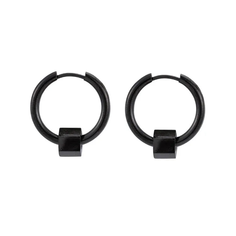 Σκουλαρίκια ατσάλι μαύρο κρικάκι-EA664