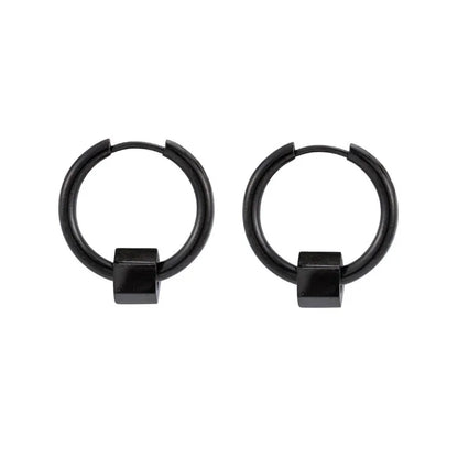 Σκουλαρίκια ατσάλι μαύρο κρικάκι-EA664