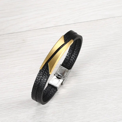 Βραχιόλι μαύρο με χρυσό ατσάλι-BR221