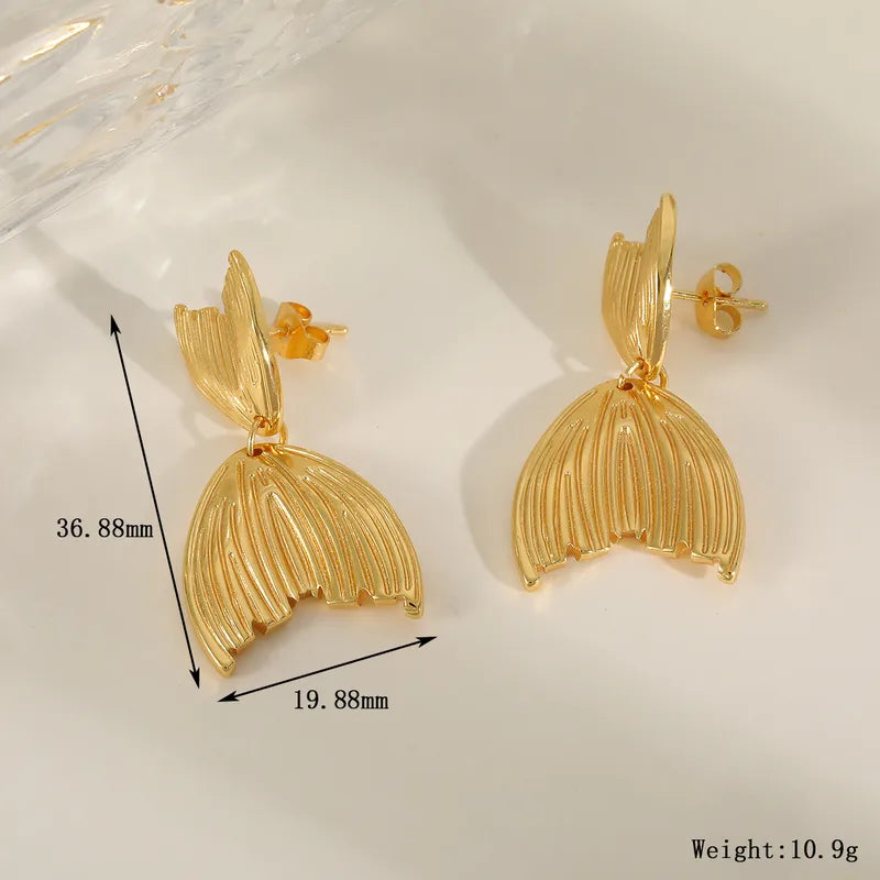 Σκουλαρίκια επιχρυσωμένο ατσάλι ουρά ψαριού - EA791