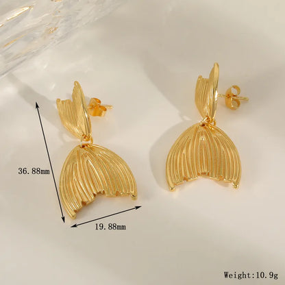 Σκουλαρίκια επιχρυσωμένο ατσάλι ουρά ψαριού - EA791