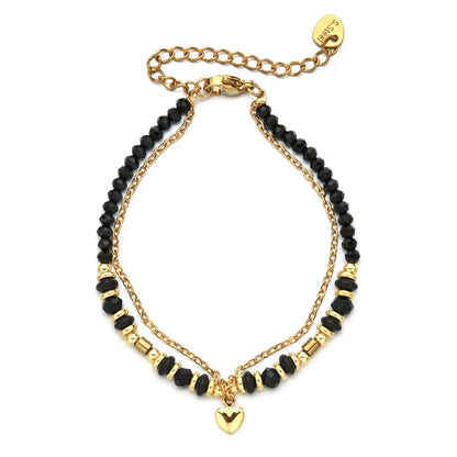 βραχιόλι με αλυσίδα χάντρες και καρδιά - BR436