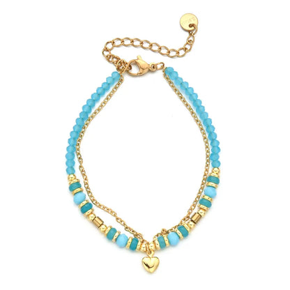 βραχιόλι με αλυσίδα χάντρες και καρδιά - BR436