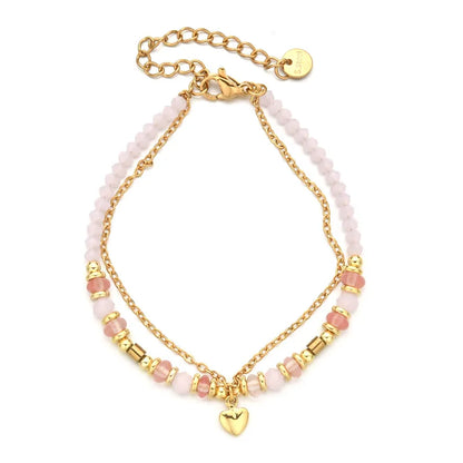 βραχιόλι με αλυσίδα χάντρες και καρδιά - BR436