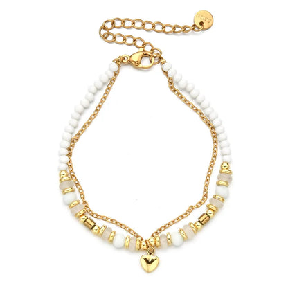 βραχιόλι με αλυσίδα χάντρες και καρδιά - BR436