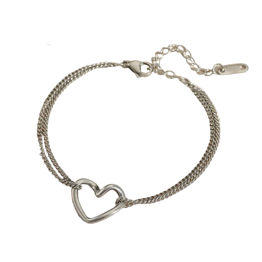 Βραχιόλι ατσάλι με καρδιές-BR249