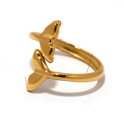 Δαχτυλίδι ατσάλι με χρυσή ουρά- R359