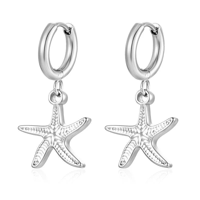 Σκουλαρίκια ατσάλι αστερίες-EA775