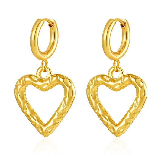 Earrings steel golden hearts - EA216