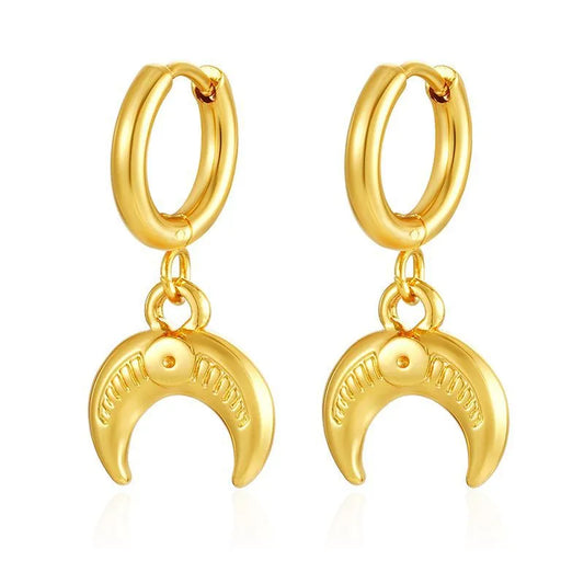 Earrings steel golden crescent - EA602