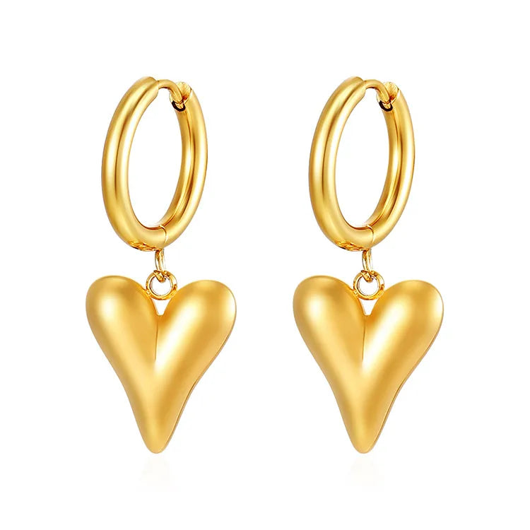 Earrings steel golden hearts - EA010