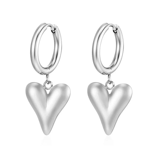 Earrings steel silver hearts - EA398