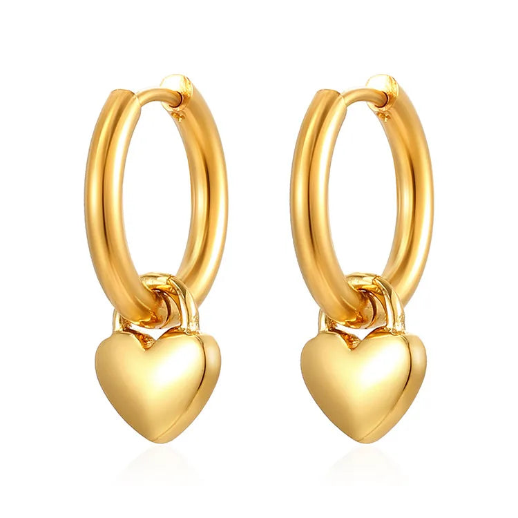 Earrings steel golden hearts - EA343