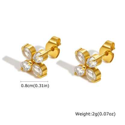 Σκουλαρίκια επιχρυσωμένο ατσάλι στρόγγυλος σταυρός-EA557