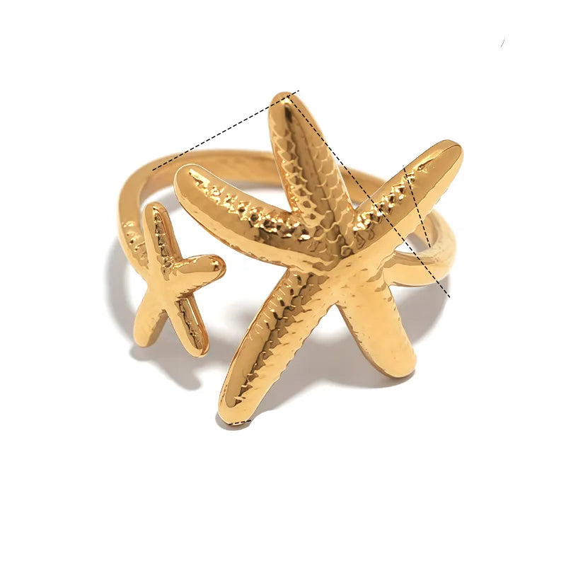 Δαχτυλίδι επιχρυσωμένο ατσάλι με αστερίες- r356