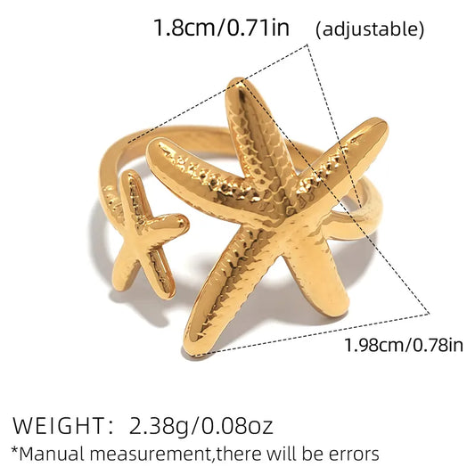 Δαχτυλίδι επιχρυσωμένο ατσάλι με αστερίες- r356