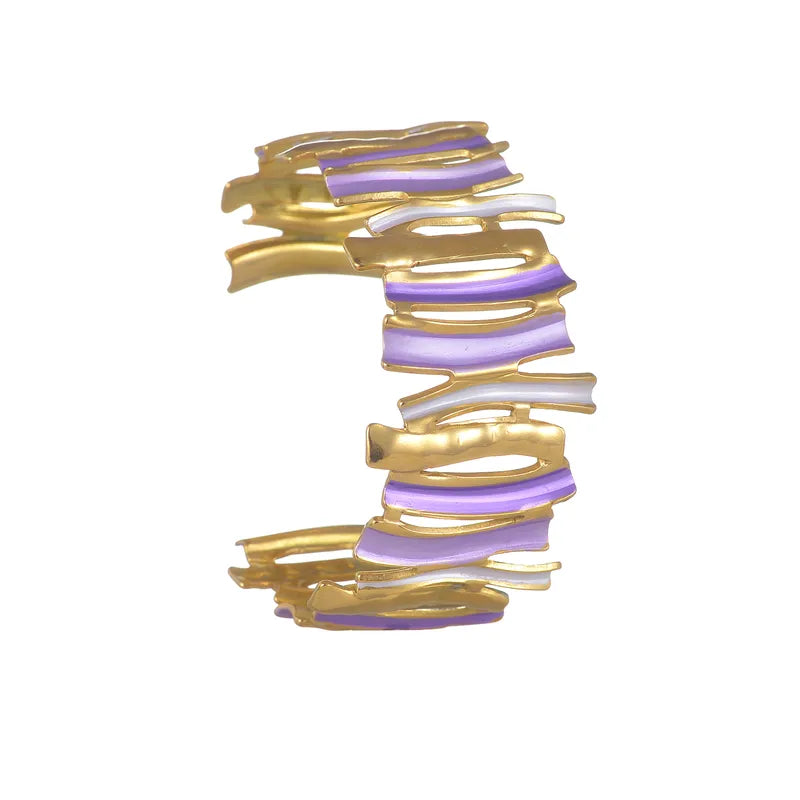 Βραχιόλι επιχρυσωμένο ατσάλι σε μωβ αποχρώσεις -br356