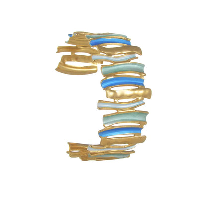 Bracelet gilded steel in blue shades