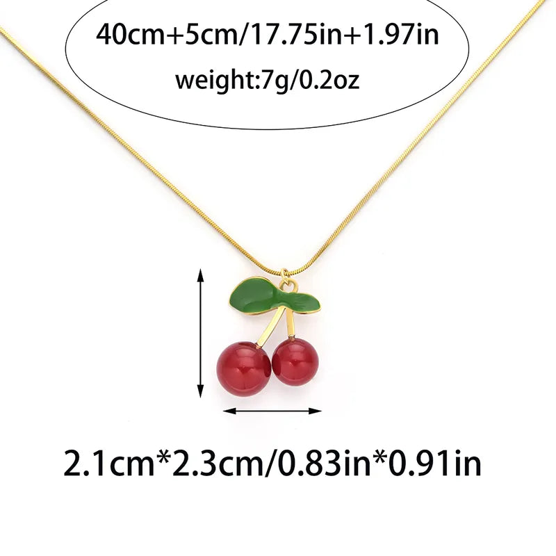 Necklace gold steel with small cherry-ne519