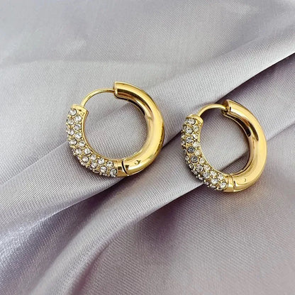 Cercei cerc de oțel cu strasuri-EA026