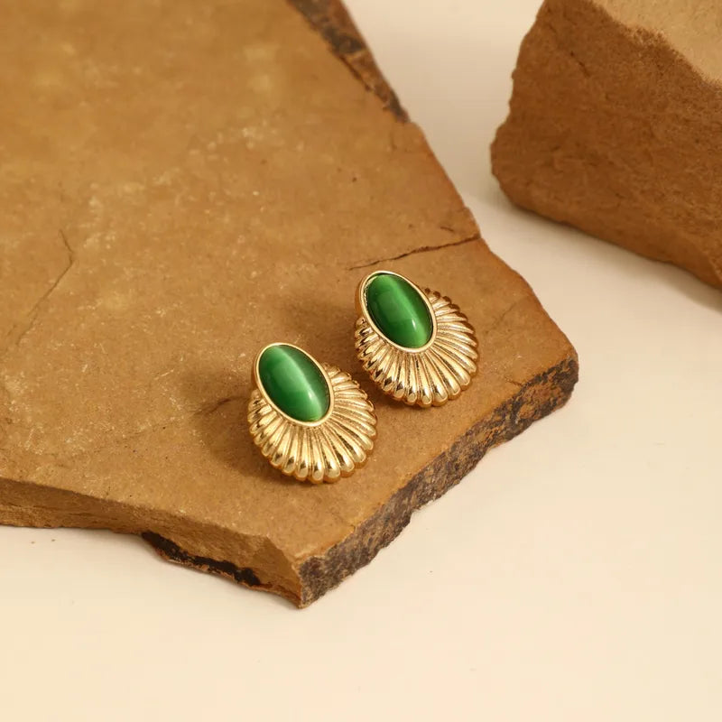 Green Stone Green Earrings - EA545