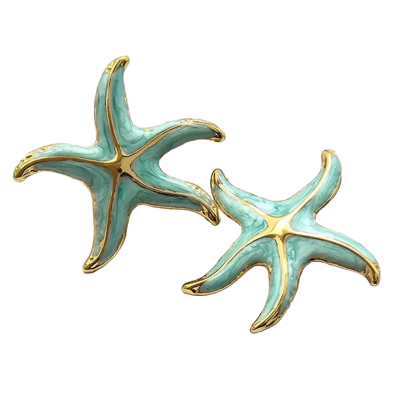 Σκουλαρίκια επιχρυσωμένο ατσάλι γαλάζιο αστερίες - EA779