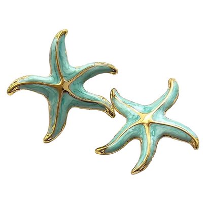 Σκουλαρίκια επιχρυσωμένο ατσάλι γαλάζιο αστερίες - EA779