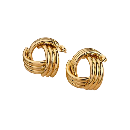 Earrings Gold Paper Parallel Curves-EA033