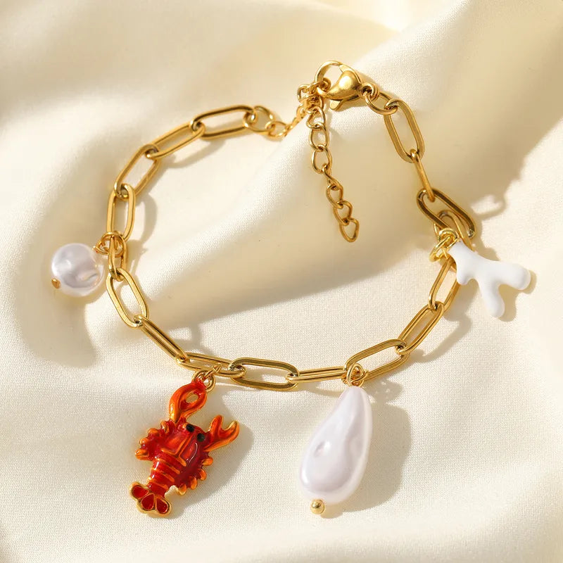 Βραχιόλι επιχρυσωμένο ατσάλι με αστακό - BR454