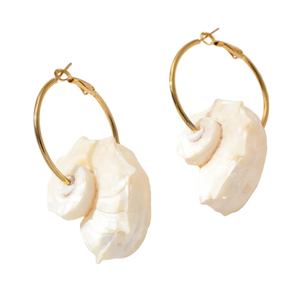 Σκουλαρίκια επιχρυσωμένο ατσάλι και κοχύλι σαλιγκάρι - EA729