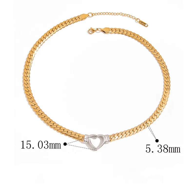 Κολιέ επιχρυσωμένο ατσάλι με ασημί καρδιά-NE075