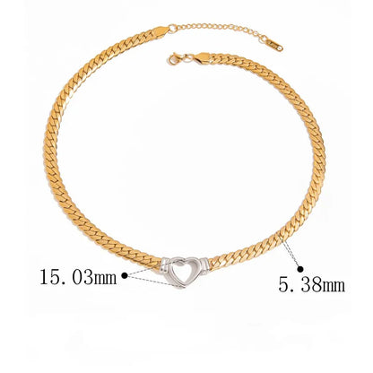 Κολιέ επιχρυσωμένο ατσάλι με ασημί καρδιά-NE075