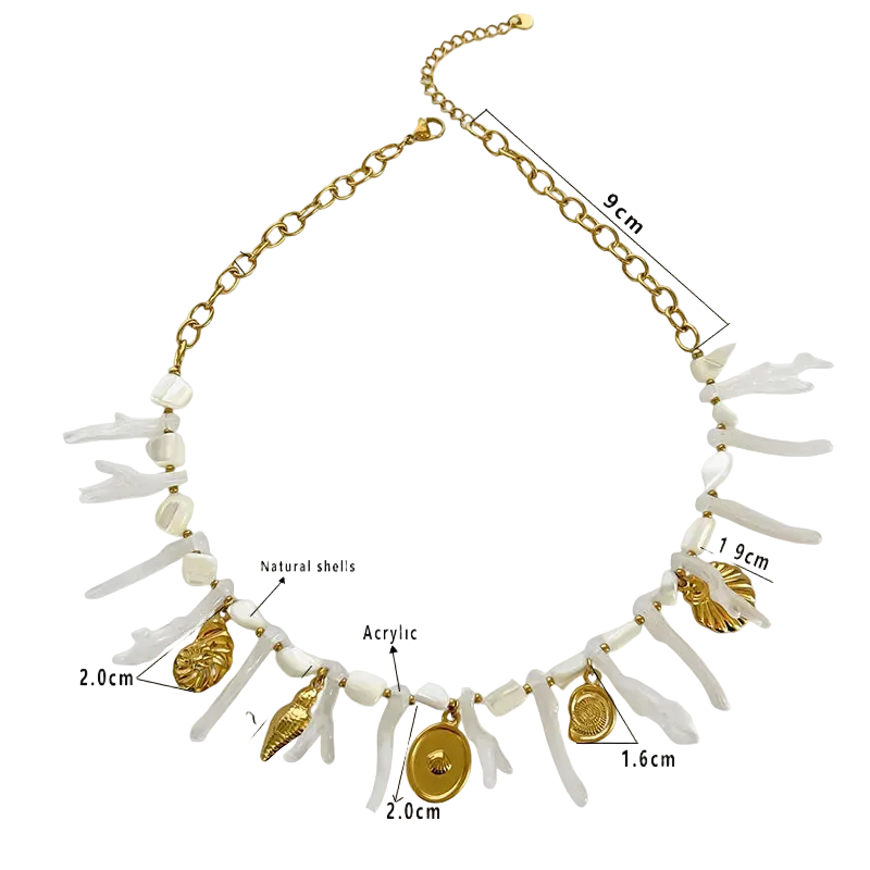 Κολιέ επιχρυσωμένο ατσάλι με κοχύλια - NE691