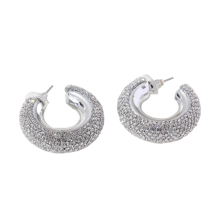Earrings steel rings with small zircon-ea060