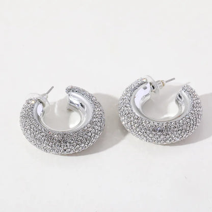 Earrings steel rings with small zircon-ea060