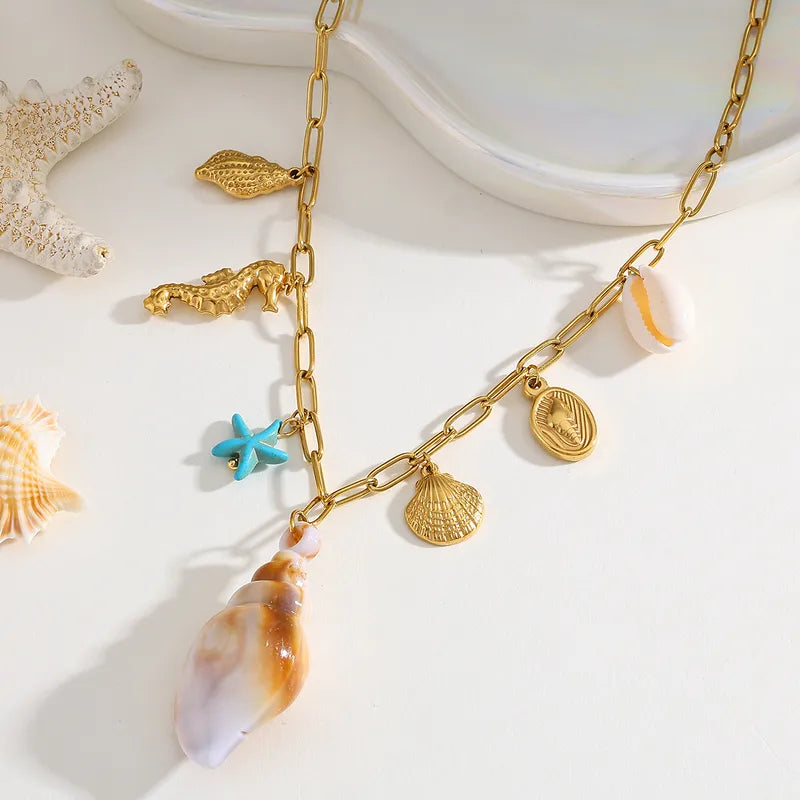 Κολιέ επιχρυσωμένο ατσάλι με καλοκαιρινά charms - NE665