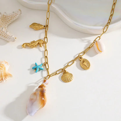 Κολιέ επιχρυσωμένο ατσάλι με καλοκαιρινά charms - NE665