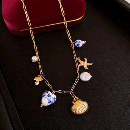 Colier din oțel cu elemente aurii - ne605