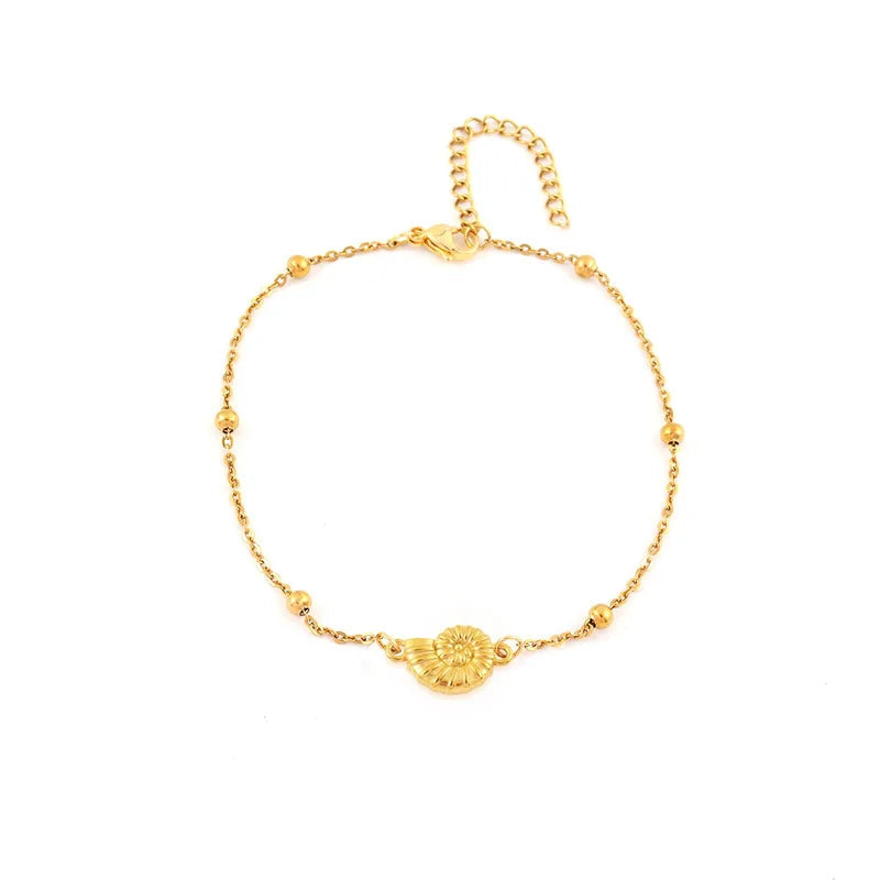 Βραχιόλι ποδιού επιχρυσωμένο ατσάλι με κοχύλι - AN088