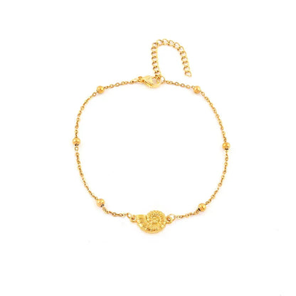 Βραχιόλι ποδιού επιχρυσωμένο ατσάλι με κοχύλι - AN088