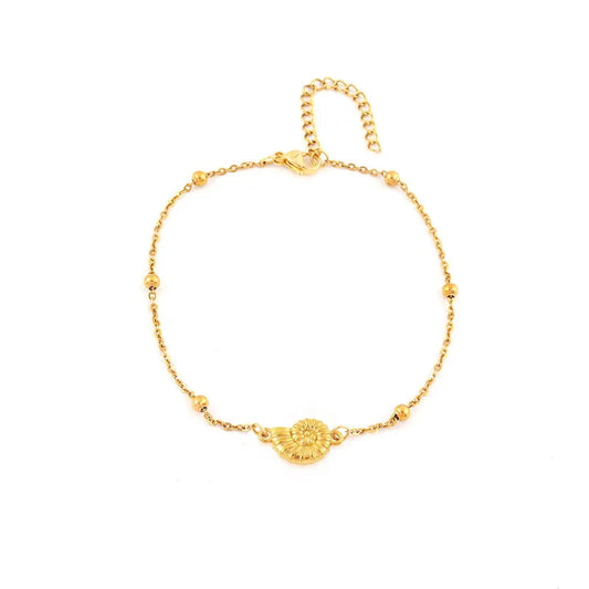 Βραχιόλι ποδιού επιχρυσωμένο ατσάλι με κοχύλι - AN088