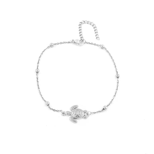 Βραχιόλι ποδιού ατσάλινο με χελώνα - ΑΝ086