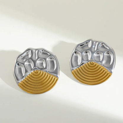 Earrings gold-plated gold steel with silver forged-ea403