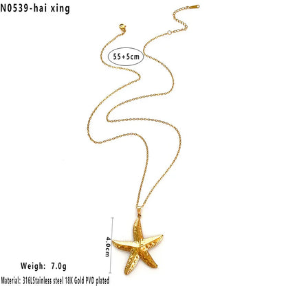 Κολιέ επιχρυσωμένο ατσάλι με αστερία - NE707