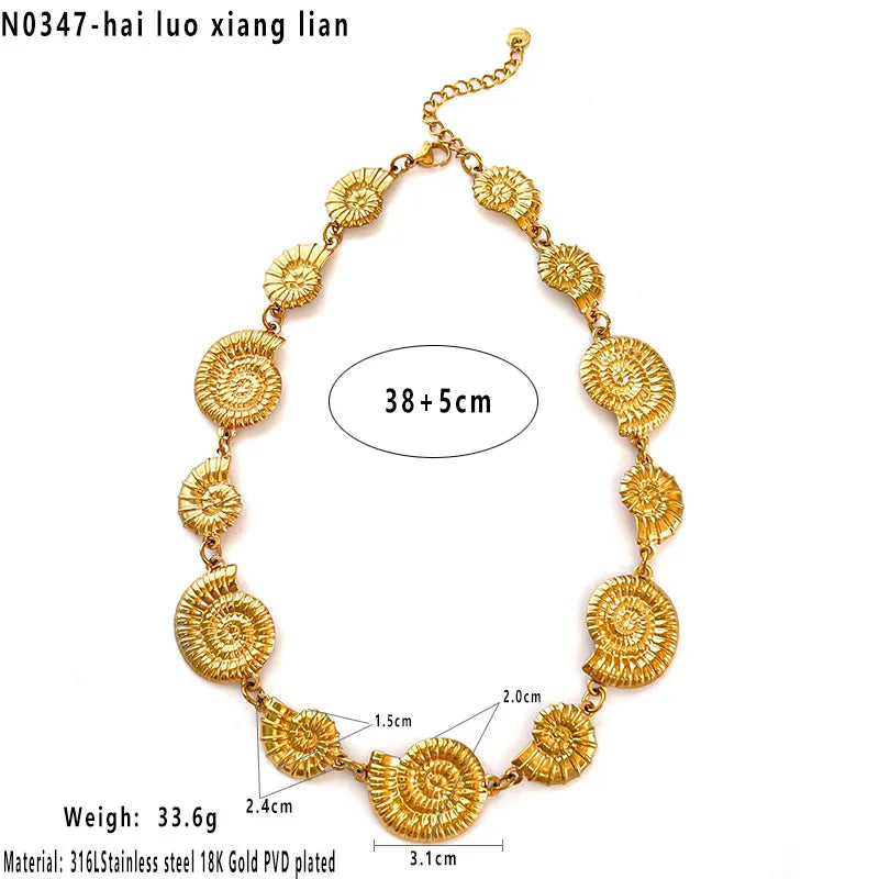 Κολιέ ατσάλινο με κοχύλια - ne701