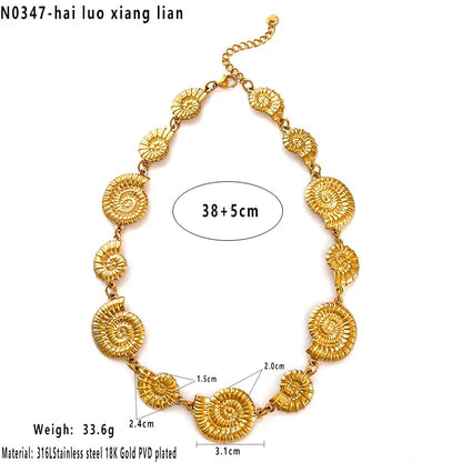 Κολιέ ατσάλινο με κοχύλια - ne701